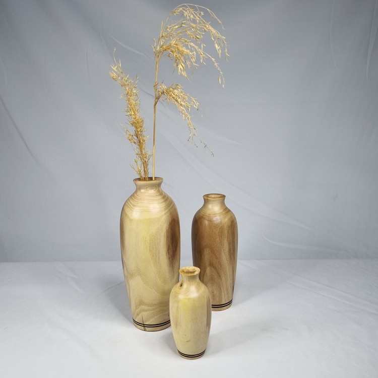 ست ۳ عددی گلدان تک شاخه چوبی