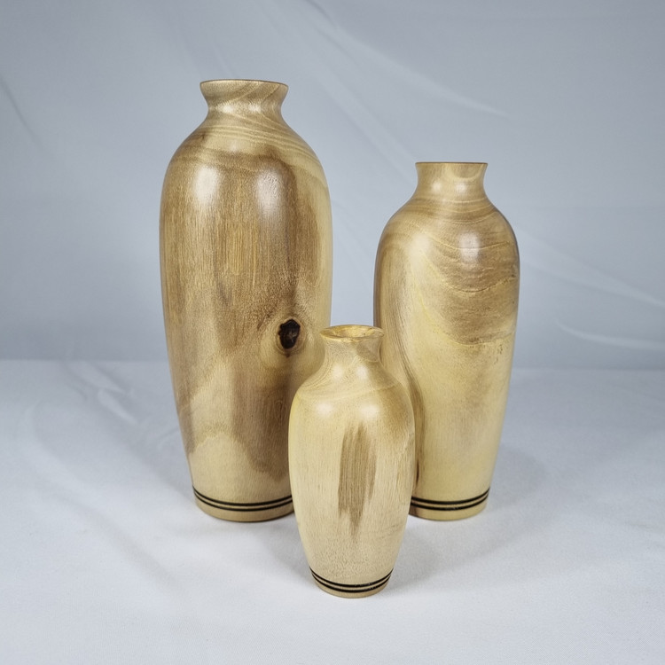 ست ۳ عددی گلدان تک شاخه چوبی